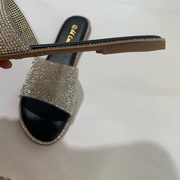 NEW Rhinestones Open Toe Slip On Sandals - Picture 4 of 6